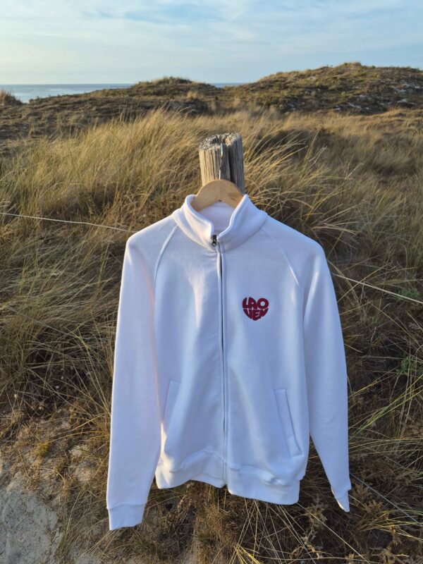 Sweat zippé blanc Veste zippé unisexe